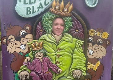 Woman in the Face in the Hole Board at Blackpool Face in the Hole Board photograph