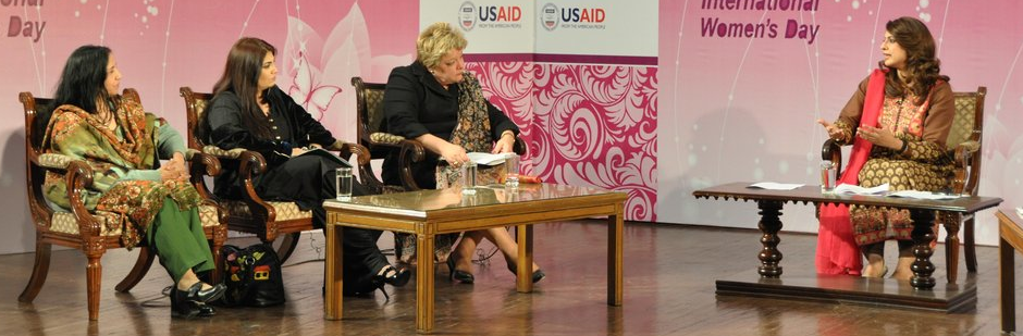 Women talking at IWD conference International Women's Day Conference