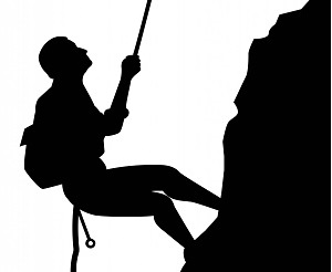 silhouette of rock climber with safety equipment rock climbing silhouette