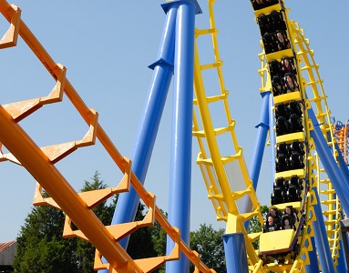 Thrill rollercoaster funfair ride Looping roller coaster ride